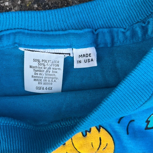 VINTAGE BLUE LONG SLEEVE TSHIRT WITH STUDENTS RIDING A RULER 4-6X - Picture 3 of 5